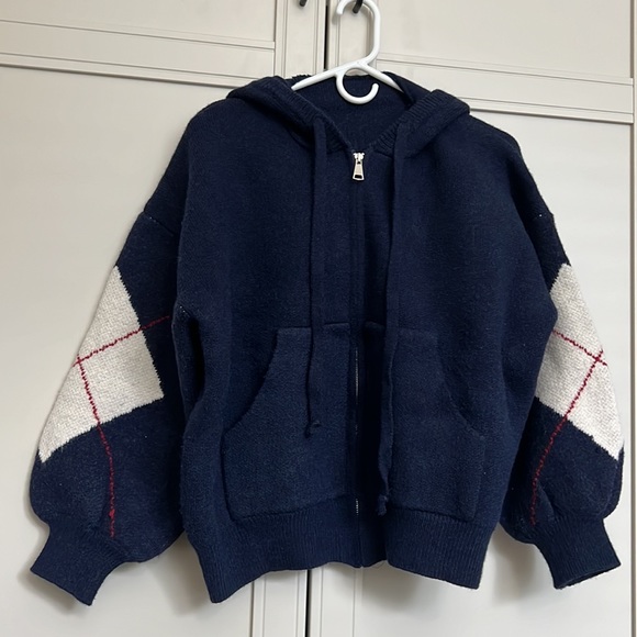 Oversized style navy sweater hoodie - Picture 2 of 4